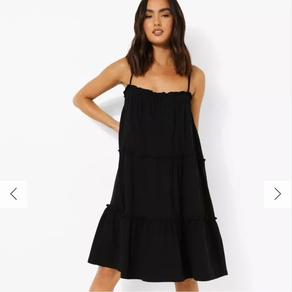 Boohoo Green Strappy Tiered Swing Dress - Picture 3 of 7